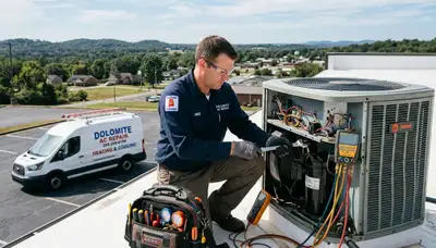 HVAC technician performing residential AC repair service in Birmingham AL