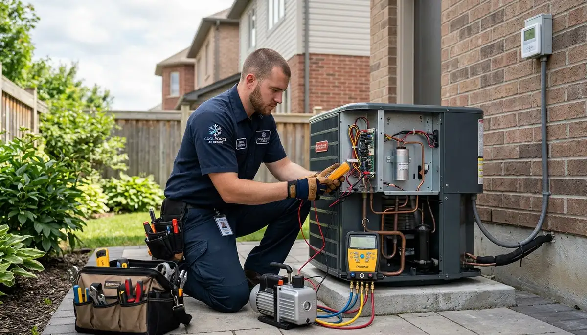 HVAC technician providing air conditioner repair service in Birmingham AL home