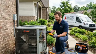 Professional AC repair technician serving residential units in Birmingham, AL