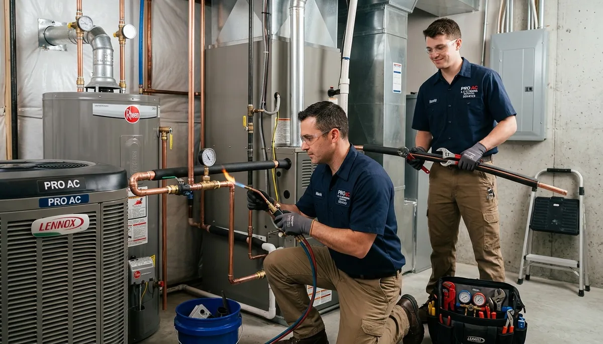 Plumber performing pipe repair at Birmingham AL home for Five Star Cooling plumbing services